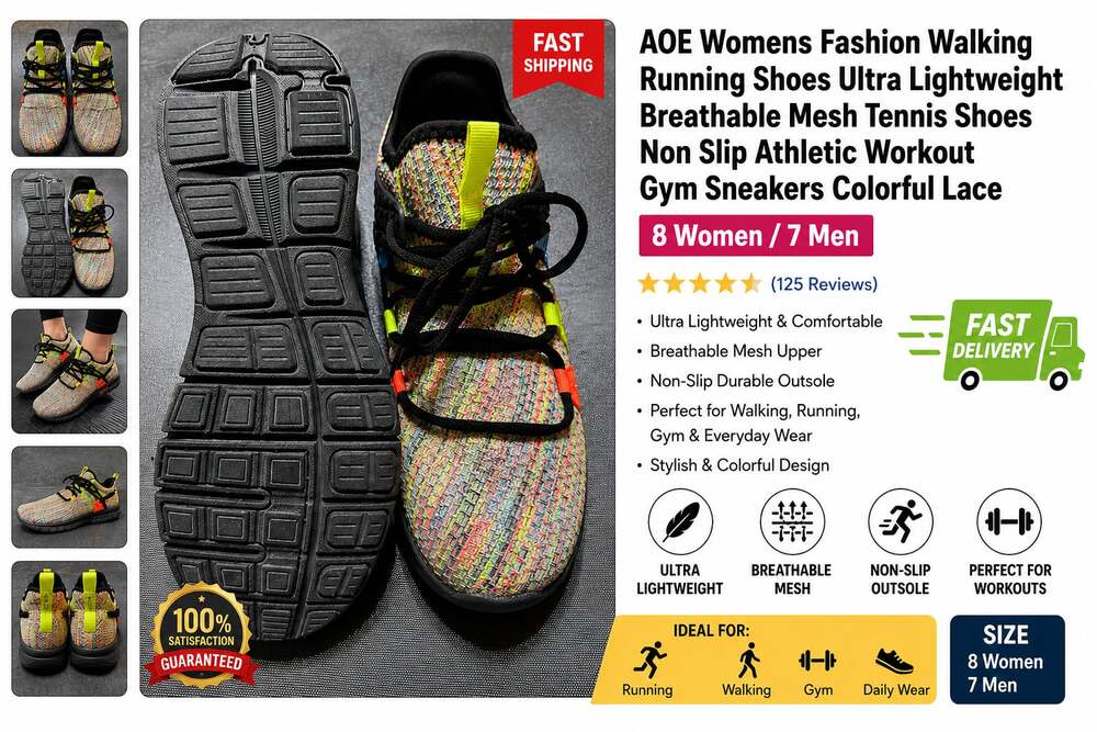 AOE Women's Fashion Walking Running Shoes Ultra Lightweight Breathable Mesh Snea